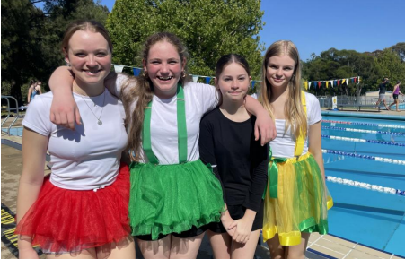 BHS students standing together at the swimming carnival