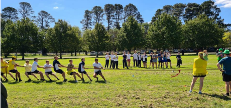 BHS students competeing in tug-of-war