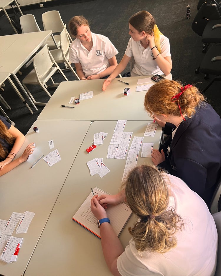 students working in class